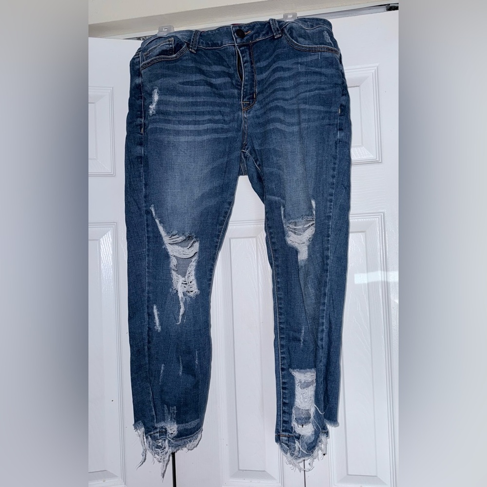 Distressed Blue Jeans